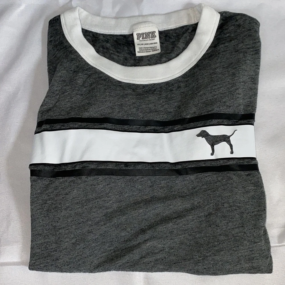 Pink Victoria's Secret Gray and White Tee